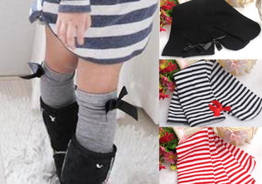 Baby Girls Leg High Barrel Cotton Socks In Bows